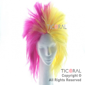 PELUCA HS2467-3 PUNK LARGA FUCSIA Y AMARILLO x 1